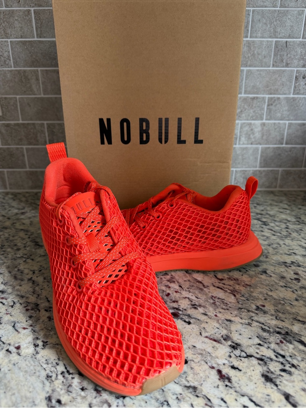 NOBULL Diamond Mesh Runner, Orange/Dark Gum, W 7.5